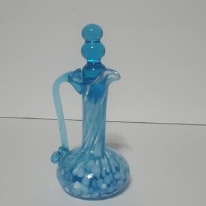 Vtg Rainbow Art Glass Cruet With Stopper